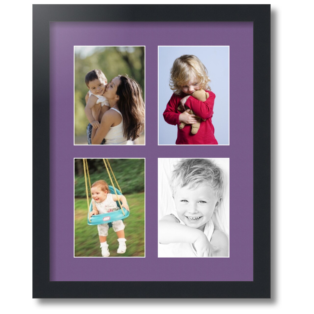 ArtToFrames Collage Photo Picture Frame with 4 - 5x7 inch Openings, Framed in Black with Over 62 Mat Color Options and Regular Glass (CSM-3926-3)
